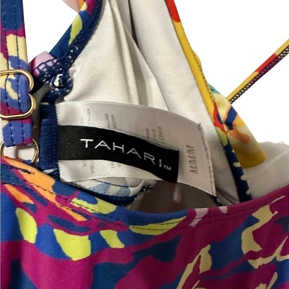 Tahari Tropical One Piece Flutter Straps SZMedium Ruffle Rainbow Summer Beach - Picture 4 of 8